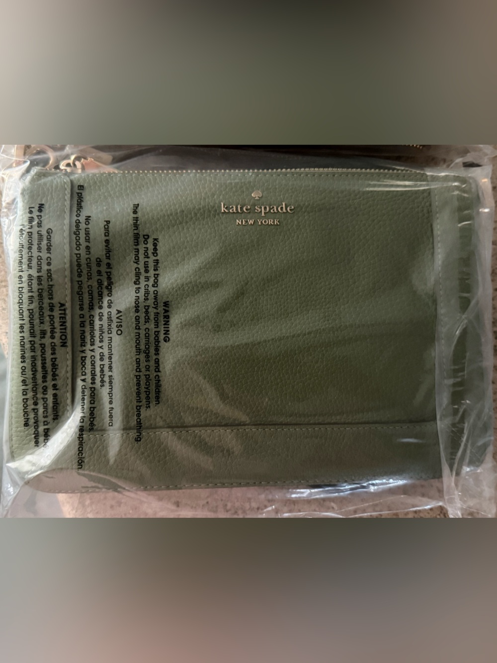 kate spade green pebble leather zip crossbody wallet